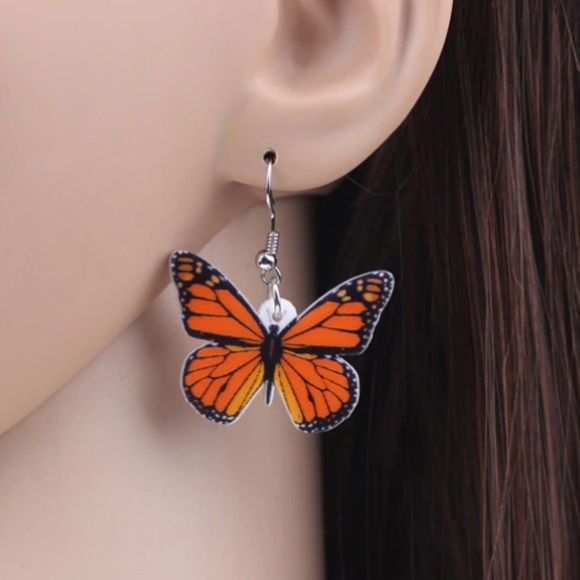 NEW Acrylic Monarch Butterfly Earrings - Picture 4 of 6